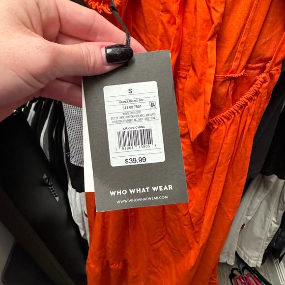 Orange Linen Maxi Dress with Open Back Tie - Picture 3 of 7